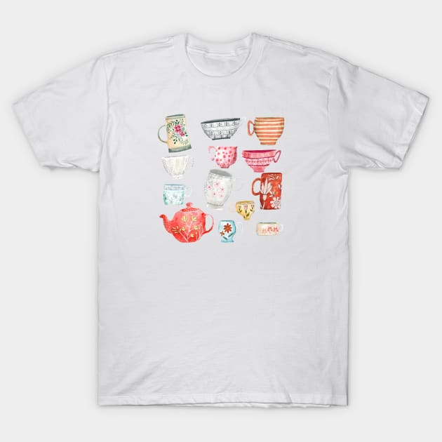 TEA AND COFFEE CUPS,MUGS,TEAPOT T-Shirt by Bridgett3602